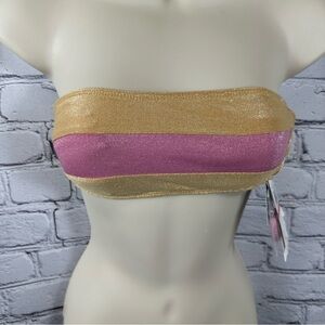 Salt + Cove Juniors’ Precious Metals Bandeau Bikini Top Gold Blush Pink XS NWT